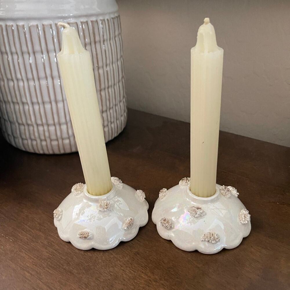 Vintage Holt Howard candleholders 1958 pair opalescent Stunning!